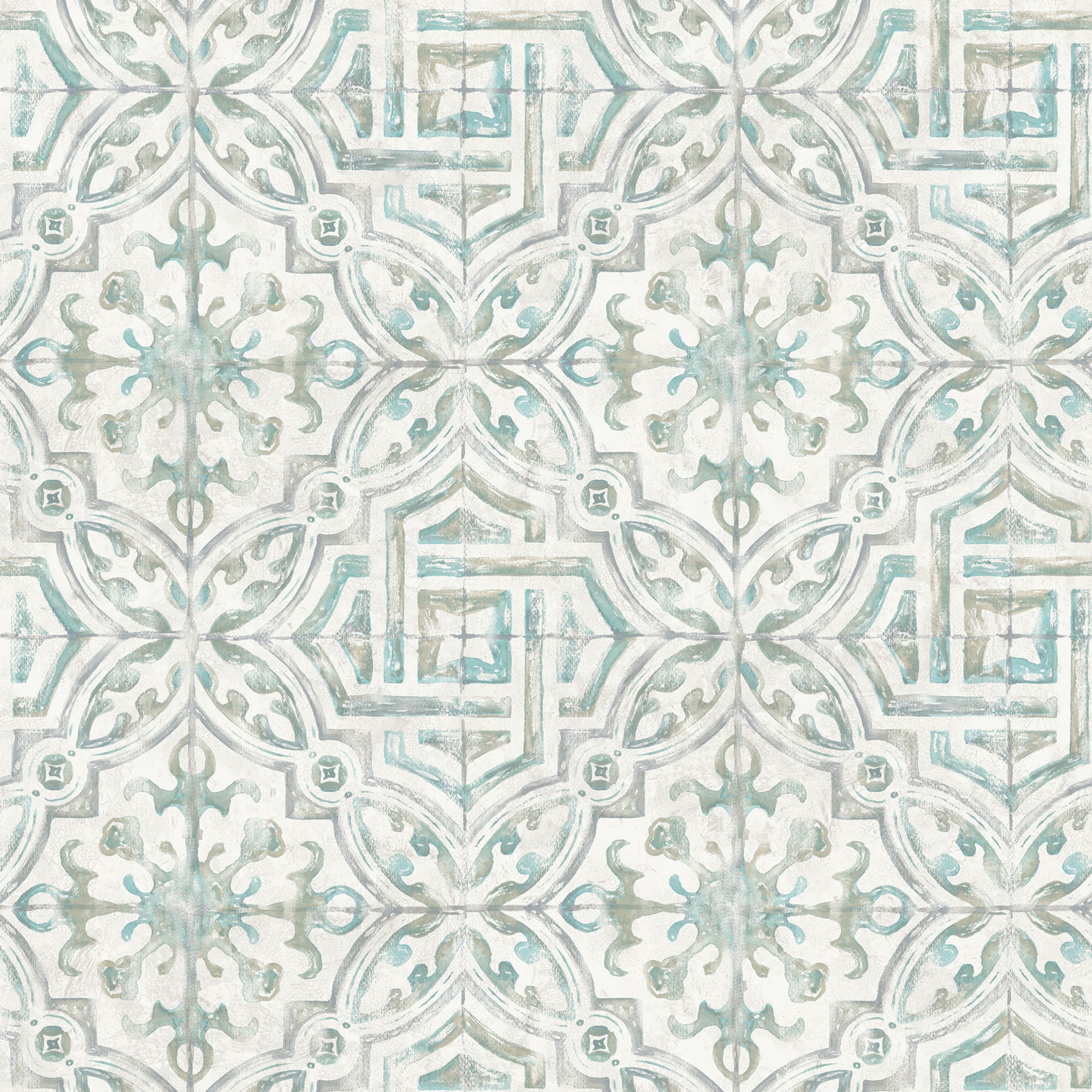 NuWallpaper Teal & Gray Landondale Peel & Stick Wallpaper